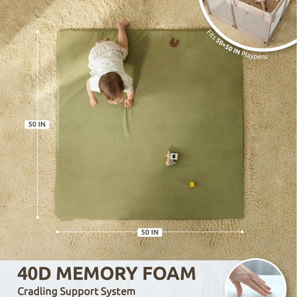 Joypony Leather Baby Play Mat 47×47×1.2 IN Foldable Play Mat Thick Memory Foam | Waterproof Baby Play Mat, Non-Slip & Safe for Newborns