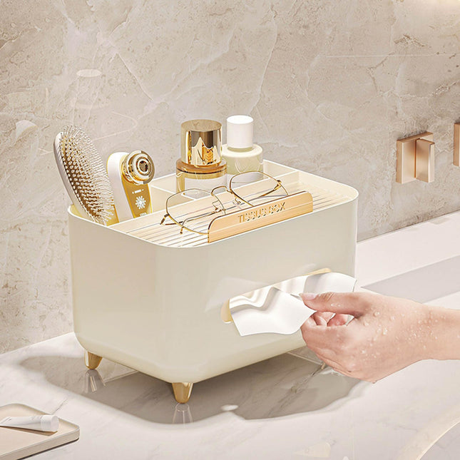 Tissue Box Organizer Cover for Storage Napkin Facial Tissue Holder Desktop Organizer with Stationery Pen Remote Control Decorative Box Tissue Box for Home Office Restaurant Car (A)