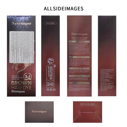 NEWVENPER Brown Comb Dye Long-lasting Hair Color Shampoo, 200ML