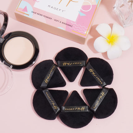 MAGEFY 6 Pieces Makeup Triangle Soft Powder Puffs for Face Cosmetic Foundation Beauty Tool, Black