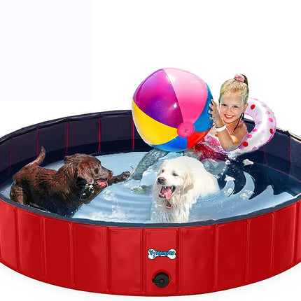 V-HANVER Foldable Dog Pool Collapsible Heavy Duty PVC Pet Pool Bath Tub for XLarge Dogs and Puppies, 63 X 12 inch