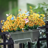 ATTGREAT 12 Bundles Artificial Spring Flowers Outdoors UV Resistant Plastic Faux Flowers Yellow Artificial Plants for Decor Outdoor Garden Farmhouse Patio Porch Hanging Fall Decorations