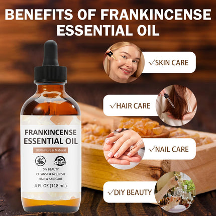 Frankincense Premium Grade  Pure and Natural Essential Oil for Skin, Hair, Nails and DIY with Glass Dropper, 4Fl Oz
