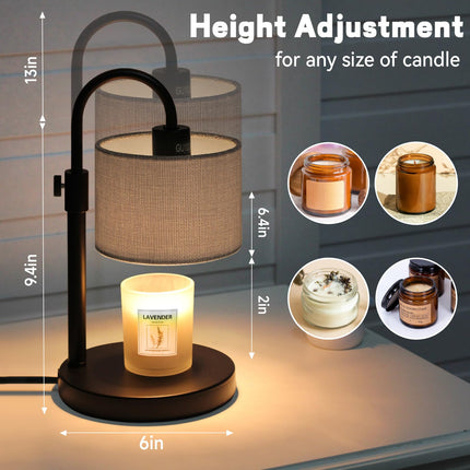 FINCMY Candle Warmer Lamp with Timer, Dimmable Candle Wax Warmer Electric Candle Warmer with Replacement Bulbs, Bedroom Home Decor Compatible with Various Candles (Gray-Upgraded)