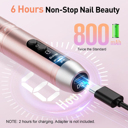 Beloving Cordless Nail Drill, Portable Electric Nail Drill 20000RPM Professional Electric Nail File for Acrylic Gel Nails, Rechargeable Nail Machine Home Use for DIY Manicure Pedicure - Gold