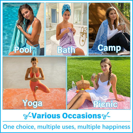 Vikumond 2-Pack Lightweight 79x36 Inch Turkish Beach Towel