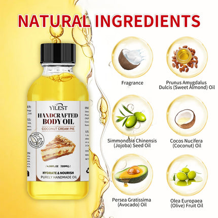 Organic Coconut Oil Body Oil for Dry Skin - Sweet Almond & Coconut Oils Blend, Moisturizing, Nourishing & Aromatic Skin Care Treatment for Women & Men, Hydrating & Non-Greasy (4.06FL.OZ, Organic Coconut)