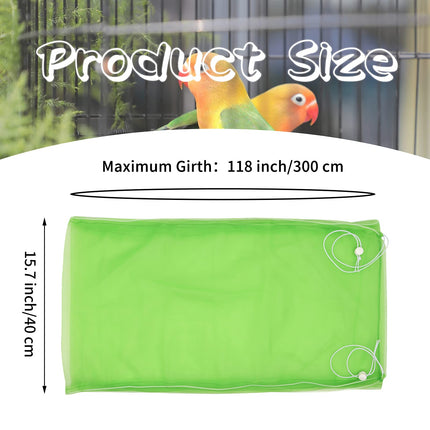 Daoeny 2PCS Large Bird Cage Cover, Bird Cage Seed Catcher, Adjustable Soft Airy Nylon Mesh Net, Birdcage Cover Skirt Seed Guard for Parrot Parakeet Macaw African Round Square Cages (Blue + Green)
