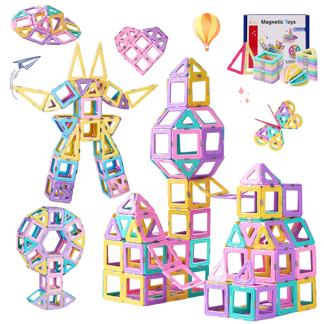 JAiiMen Magnetic Tiles Toys, Kids Building Blocks Set with Magnetic Figure, 3D Magnet Tile Girls Boys STEM Toy Learning Educational Christmas Birthday Gifts for Toddlers 3 4 5 6 7 8+ Year Old