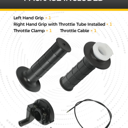 iolory Motorcycle Throttle Cable Kit,Mini Bike Replacement Accessories Throttle Assembly,Motorcycle Handlebar Grips with Twist Throttle & 47" Throttle Cables,Suitable for Motorcycles,Mini Bikes, ATVs