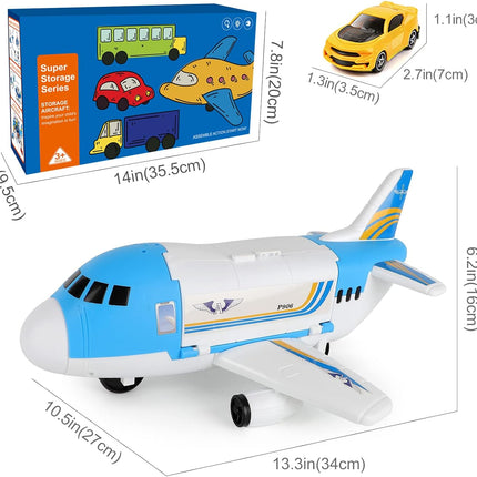 Aomola Toy Cars for 3 Year Old Boy, Car Toys Set, Transport Airplane Toys with 8 Sports Cars and 1 Helicopter, Cargo Plane Toy Gifts for Kids Boys Girls Age 3 4 5 6