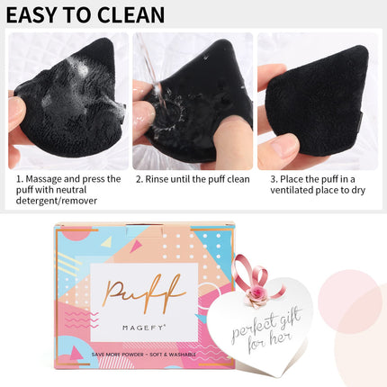 MAGEFY 6 Pieces Makeup Triangle Soft Powder Puffs for Face Cosmetic Foundation Beauty Tool, Black