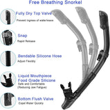 Snorkel Mask Set for Adults Diving Swimming Equipment with Flippers, Snorkelling Antifog Mask and Gear with Breathing Tube Fins for Men, Women