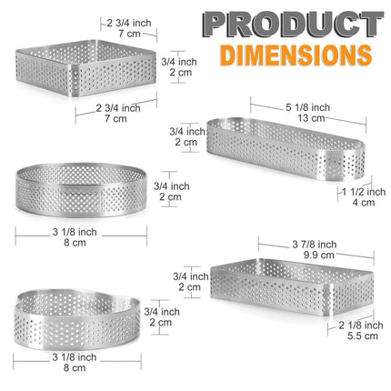 FANGSUN English Muffin Rings, Crumpet & Pastry Tart Rings, 5 Pack