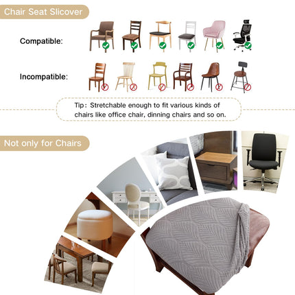 Gute  1-PACK Suede Dining Upholstered Chair Protector Seat Cushion Slipcover, Light Gray Leaf X004IRYRGF