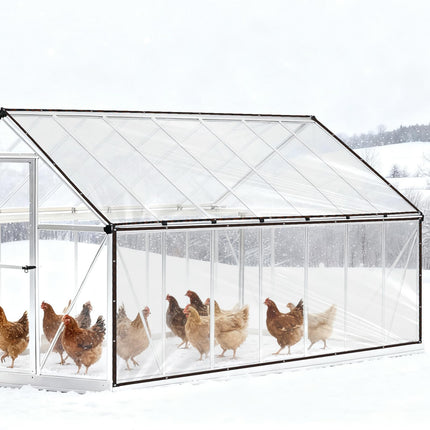 Fukaisu 2pcs Chicken Coop Cover, 3.5x2m/11.48x6.56 Feet Waterproof Clear Tarp for Chicken Coop Run Cover with 30 Cable Ties Heavy Duty PVC Pheasantry Runway Wrap for Outdoor Winter Farm