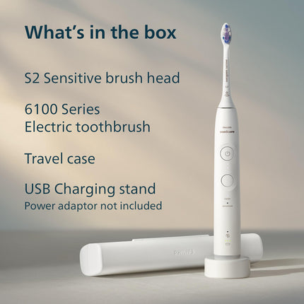 Philips Sonicare 6100 Rechargeable Electric Toothbrush, 1 Brush Head, White