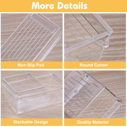 QUIENKITCH 16PCS Drawer Organizer Tray Set 4 Different Size Clear Plastic For Multi-Use