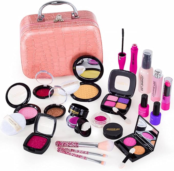 Aomola Kids Pretend Makeup Toys for Girls Pretend Play Makeup Kit with Cosmetics Bag Organizer T112