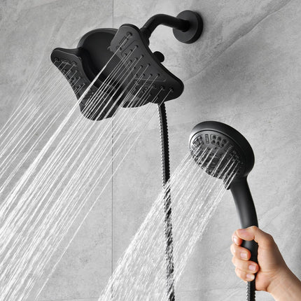 GRICH High Pressure Shower Head with Handheld - Dual Showerheads Combo, Black