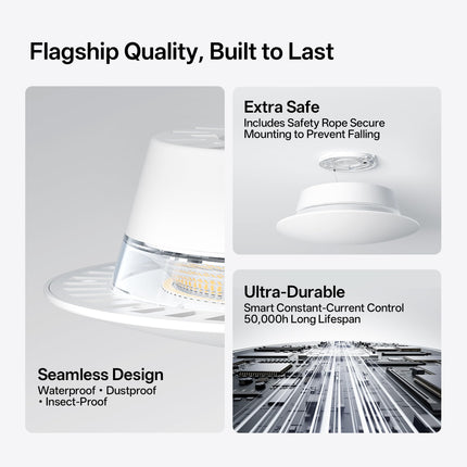 Homelist YX1 4300LM(60W) Indirect Lighting Ceiling Light, Compact 8" Flush Mount Ceiling Light, Dual-Core Eye Protection Ceiling Light Fixture, CRI 97, Fast Installation