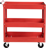 Amazon Basics Steel 3-Shelf Multipurpose Tub Utility/Supply Cart with 550 lb Capacity - Red