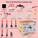 Kitchen Set for Kids Toddlers, Pretend Play Kitchen Toys with Electronic Induction Cooktop, Steam Pressure Pot, Cookware, Cutting Play Food, Learning Toys Birthday Gifts for Girls Boys(Red) t42