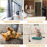 Cat Feather Toys, Cat Toys Wand, Interactive Cat Toy with Super Suction Cup, 2 PCS Cat Wand Toy and 8 PCS Feather Replacements with Bell, Interactive Cat Toy Kitten Toys for Indoor Play Chase Exercise