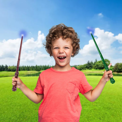 WinSence Kids Light Up Magic Wizard Wand with Sounds & 4 Lightings Illuminating Witch Sorcerer Toys, Brown & Green