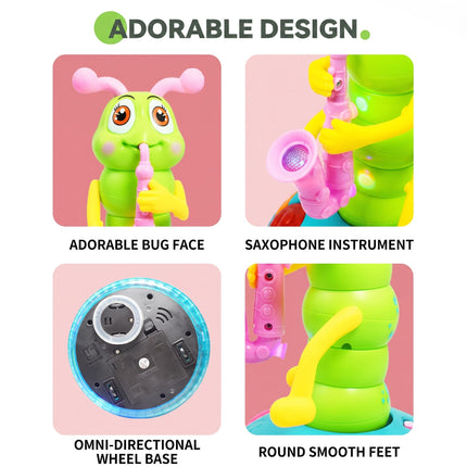 SUPVOX Electric Dancing Caterpillar Musical Toy for Kids, Light up Musical Insect with Saxophone, Interactive Sensory Plaything, Baby Music Toy
