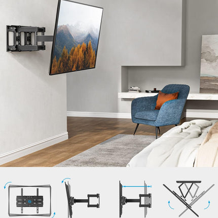 Pipishell PLMFK1 Full Motion TV Wall Mount for 26-74 inch TVs, up to 99lbs Max VESA 400x400mm, Wall Mount TV Bracket with Articulating Swivel Extension Tilting Leveling for LED LCD OLED 4K Flat Curved Screen