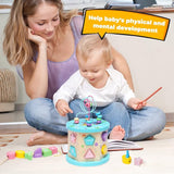 Wooden Activity Cube Baby Toys Montessori Toys for 1+ Year Old 4-in-1 Educational Learning Toys with Bead Maze T121