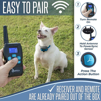 PetTech PT0Z1 Premium Dog Training Shock Collar Fully Waterproof 1200ft Range