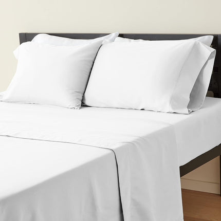 Amazon Basics Easy Care Microfiber Sheet Set with 19" Deep Pockets - King, Bright White JGGW
