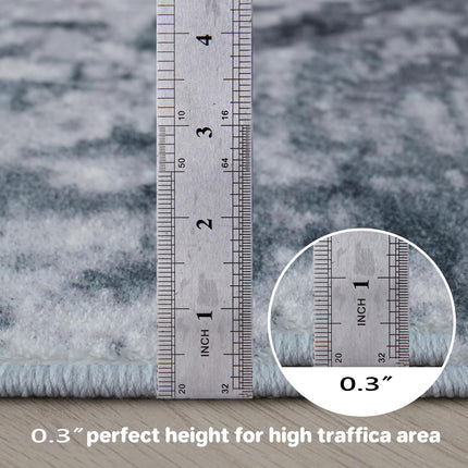 BRICHOEE Modern Abstract Area Rug, 3x5 Grey Washable Entry Rug, Soft Non-Slip Contemporary Nursery Mat Kitchen Carpet for Living Dining Room Bedroom Aesthetic Home Decor