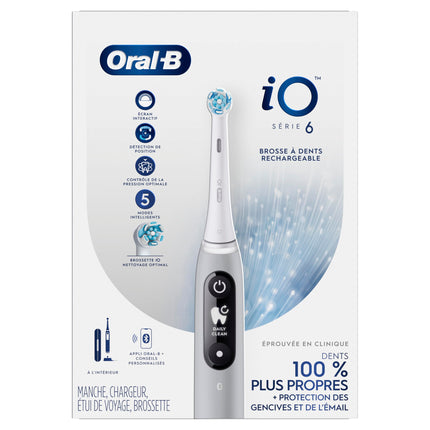 Oral-B iO6 Electric Toothbrush, for a Deep Clean and Whiter Teeth, Opal Grey, iO Series 6 with 1 Toothbrush, 1 Brush Head, and 1 Travel Case