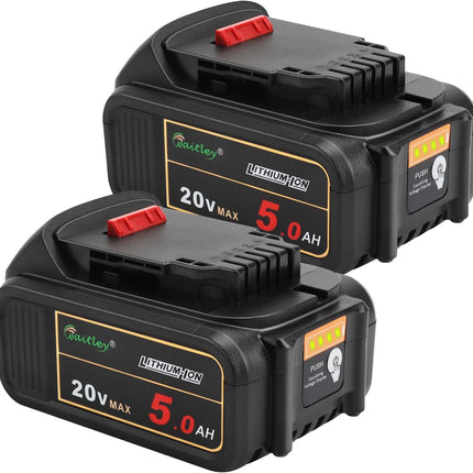 2 Pack Waitley 20V 5.0Ah Replacement Battery Compatible with Dewalt DCB200 DCB203 DCB204 DCD780 DCD785 DCD795 DCF885 DCF895 DCS380 DCS391 Li-ion Battery Tools