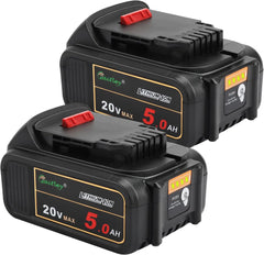 2 Pack Waitley 20V 5.0Ah Replacement Battery Compatible with Dewalt DCB200 DCB203 DCB204 DCD780 DCD785 DCD795 DCF885 DCF895 DCS380 DCS391 Li-ion Battery Tools