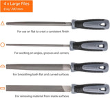 Amazon Basics File Set with Carry Case - T12 Drop Forged Alloy Steel - Includes 4-Piece Large Files and 12-Piece Needle Files