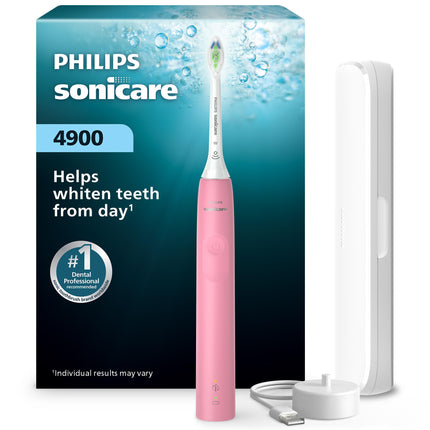 Philips Sonicare 4900 Series Electric Toothbrush - Sonic Toothbrush With Advanced Sonic Technology, Pressure Sensor, Two Intensity Settings, SmarTimer & QuadPacer, Deep Pink, Model HX3683/36