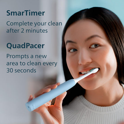 Philips Sonicare 4900 Series Electric Toothbrush - Sonic Toothbrush With Advanced Sonic Technology, Pressure Sensor, Two Intensity Settings, SmarTimer & QuadPacer, Light Blue, Model HX3683/32