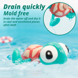 DUCKBOXX XX Pull-String Swimming Sea Friends Bath Toy, No Battery Mold-Free Anti-Rust Interactive Montessori Toy for Kids (Turtle with Swim Ring)