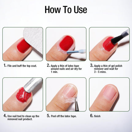 Candy Lover Gel Nail Polish Remover Kit - Gel Polish Remover and Latex Tape Peel Off Liquid with Cuticle Pusher&Nail File, Gel Remover for Nails in 3-5 Minutes, Nail Art Liquid Latex Barrier Protector