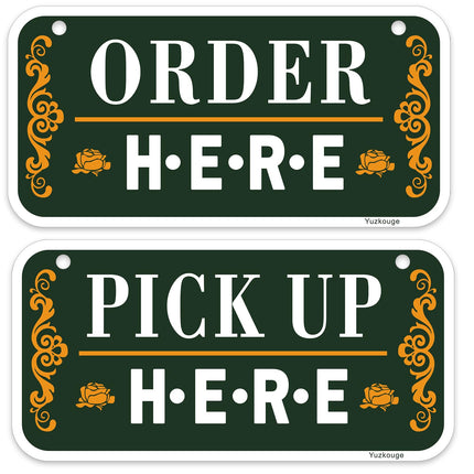 Yuzkouge Order here & Pick Up Here Sign - 2 Pack, 12” x 6”