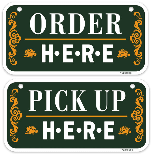 Yuzkouge Order here & Pick Up Here Sign - 2 Pack, 12” x 6”