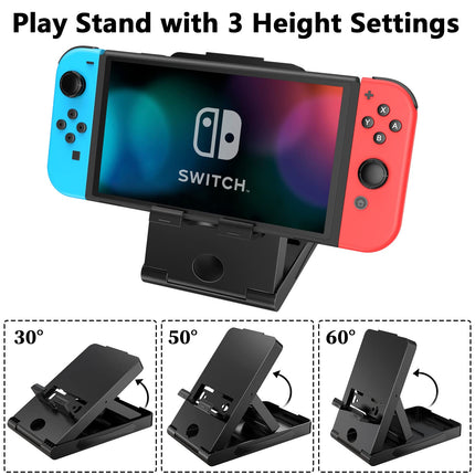 Switch Carrying Case Compatible with Nintendo Switch, 12 In 1 Accessories Bundle for Nintendo Switch with Carrying Case, Protective Case, Screen Protector, PlayStand, Joycon Grip & More (Black)