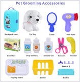 Aomola Pet Care Set Role Play Toys for Kids,16pcs Grooming Feeding Puppy Dog Backpack Vet Game,Toy Gifts T28