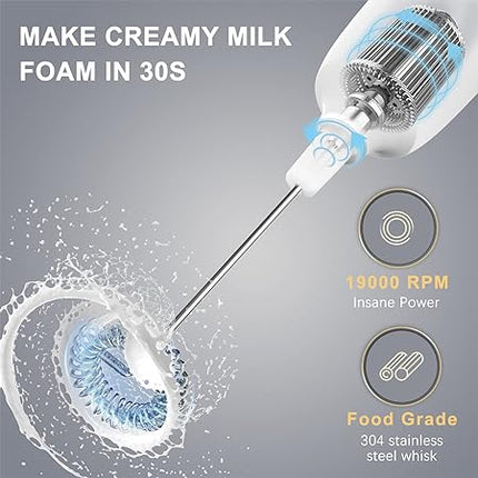 Milk Frother Handheld Frother for Coffee, Battery Operated Coffee Frother with Stainless Steel Stand, Electric Drink Mixer for Coffee, Lattes, Cappuccinno, Matcha and Hot Chocolate, GREEN COLOUR(MA002)