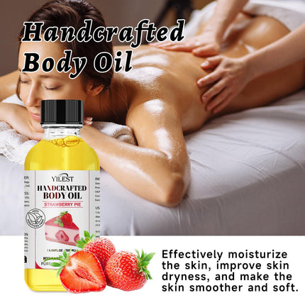 Strawberry Scented Body Oil - Ultra Moisturizing Natural Blend for Dry Skin (Jojoba, Almond, Coconut Oils) | Nourishing Skin Care Treatment for Women & Men (4.06FL.OZ, Strawberry Scented)