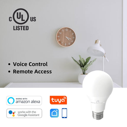 Reno 6-Pack A19, 8W, RGBW Color Changing Light Bulbs with App Control, 800 LM, Voice Control, Works with Google Assistant, 2.4G WiFi